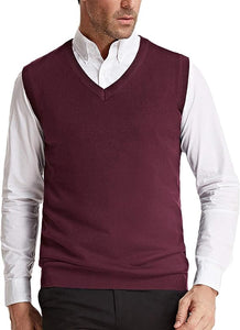 Men's White Soft V Neck Sweater Vest
