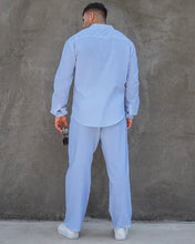 Load image into Gallery viewer, Men&#39;s Caribbean Light Blue Linen Cotton Shirt &amp; Pants Set
