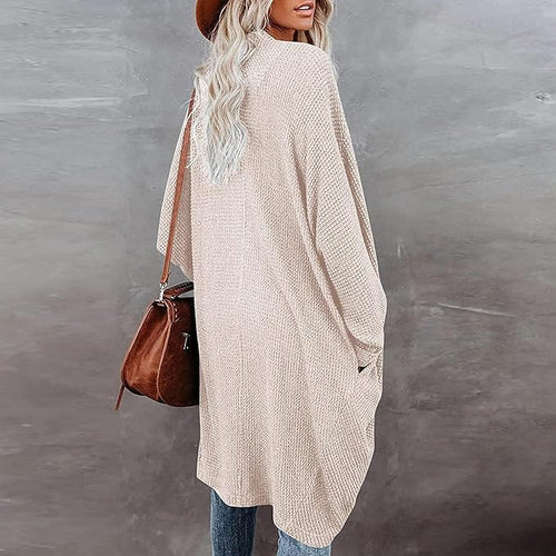 Beige Knit Batwing Oversized Long Sleeve Cardigan