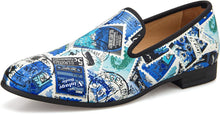 Load image into Gallery viewer, Men&#39;s Blue &amp; White Passport Printed ress Shoes
