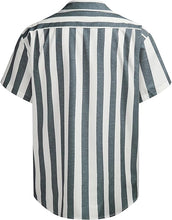 Load image into Gallery viewer, Men&#39;s Vacation Striped Summer Short Sleeve Gray-1 Striped Shirt