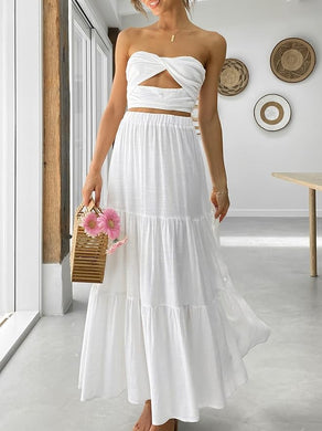 Summer Chic White Tiered Maxi Skirt