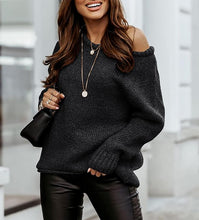 Load image into Gallery viewer, Brown Slouchy Knit Long Sleeve Oversized Winter Sweater