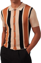 Load image into Gallery viewer, Men&#39;s Golf Style Striped Short Sleeve Black Shirt