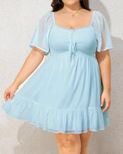 Load image into Gallery viewer, Plus Size Ruffled White Chiffon Short Sleeve Mini Dress