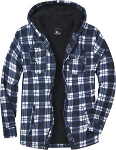 Men's Sherpa Black/Grey Lined Zip Up Hooded Long Sleeve Jacket