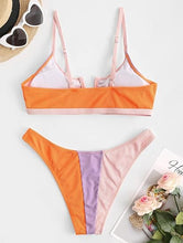 Load image into Gallery viewer, Pretty Colorful 2pc Bikini Pink-Orange Swimsuit