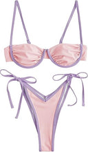 Load image into Gallery viewer, High Cut Underwire Bikini Lavender Swimsuit Set