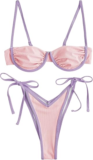 High Cut Underwire Bikini Light Pink Swimsuit Set