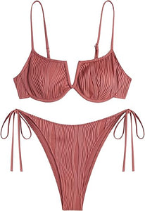 High Cut Underwire Bikini Lavender Swimsuit Set