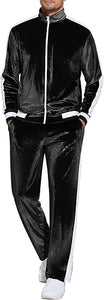 Men's Full Zip Velour Velvet 2pc Jogging Sweatsuit