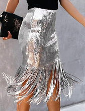 Load image into Gallery viewer, Party Style Fringe Tassel Sequin Midi Skirt