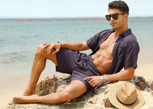 Load image into Gallery viewer, Casual Men&#39;s Blue Vacation Style Shirt &amp; Shorts Set