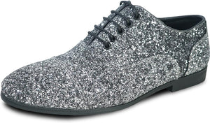 Men's Black Sequin Metallic Glitter Oxford Dress Shoes
