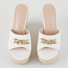Load image into Gallery viewer, Platform Chain Apricot Open Toe Espadrille Wedge Sandals