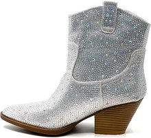 Load image into Gallery viewer, Rhinestone Studded Sequin Silver Rhinestone-01 Ankle Boots