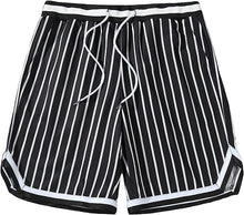 Load image into Gallery viewer, Men&#39;s Casual Drawstring Black Striped Shorts