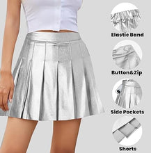 Load image into Gallery viewer, Metallic Pleated Tennis Skirt