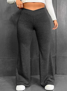 Plus Size Coffee Knit Flare Pants