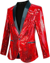 Load image into Gallery viewer, Men&#39;s Shiny Disco Blue Metallic Party Blazer