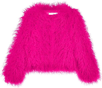 Pink Shaggy Faux Fur Fluffy Winter Jacket