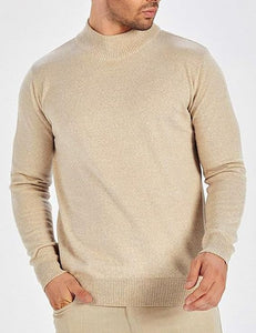 Men's Black Soft Knit Mock Neck Long Sleeve Sweater
