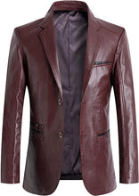 Load image into Gallery viewer, Men&#39;s Black Faux Leather Long Sleeve Moto Jacket