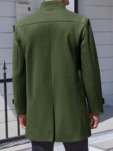 Load image into Gallery viewer, Men&#39;s Utility Style Green Long Sleeve Single Breasted Trench Coat