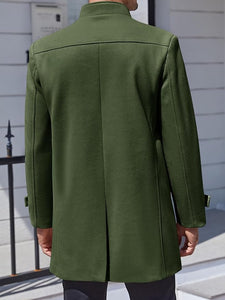 Men's Utility Style Green Long Sleeve Single Breasted Trench Coat