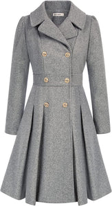 Chateaux Chic Beige Belted Double Breasted Wool Trench Coat