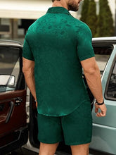 Load image into Gallery viewer, Men&#39;s Emerald Paisley Short Sleeve Shirt &amp; Shorts Set