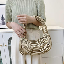 Load image into Gallery viewer, Knotted Design Crossbody Silver Vegan Leather Hobo Mini Bag