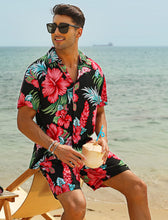 Load image into Gallery viewer, Casual Men&#39;s Blue Vacation Style Shirt &amp; Shorts Set