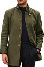 Load image into Gallery viewer, Men&#39;s Stand Collar Winter Khaki Long Sleeve Coat