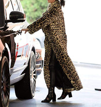Load image into Gallery viewer, Winter Brown Cheetah Print Faux Fur Long Sleeve Trench Coat