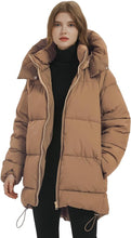 Load image into Gallery viewer, Trendy Khaki Quilted Puffer Mid-Length Warm Winter Heavyweight Coat
