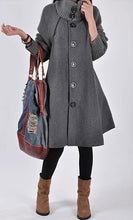 Load image into Gallery viewer, Prestige Black Cloak Style Mock Neck Wool Jacket