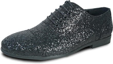 Load image into Gallery viewer, Men&#39;s Silver Sequin Metallic Glitter Oxford Dress Shoes