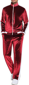 Men's Full Zip Velour Velvet 2pc Jogging Sweatsuit