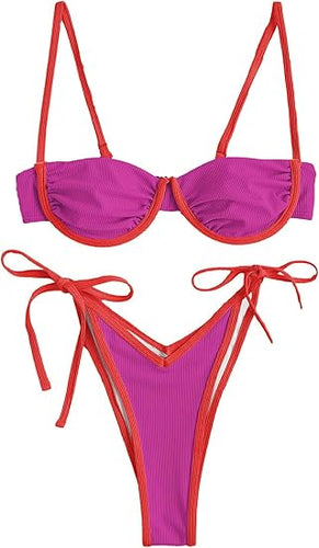 High Cut Underwire Bikini Magenta Swimsuit Set