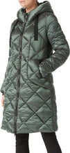 Load image into Gallery viewer, Windproof Black Thick Diamond Quilted Long Sleeve Hooded Winter Coat