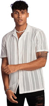 Load image into Gallery viewer, Men&#39;s White Crochet Knit Short Sleeve Shirt