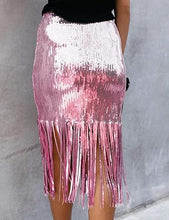 Load image into Gallery viewer, Party Style Fringe Tassel Sequin Midi Skirt