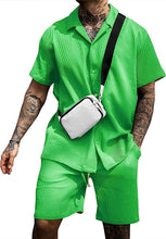 Load image into Gallery viewer, Men&#39;s Ocean Drive Green Short Sleeve Shirt &amp; Shorts Set