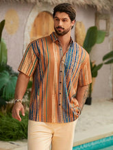 Load image into Gallery viewer, Men&#39;s Vacation Striped Summer Short Sleeve Yellow Striped Shirt