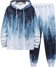 Load image into Gallery viewer, Men&#39;s 2pc White-Blue Graphic Print Tracksuit