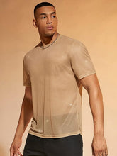 Load image into Gallery viewer, Men&#39;s Khaki Mesh Short Sleeve Shirt