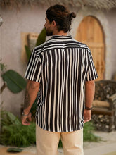 Load image into Gallery viewer, Men&#39;s Vacation Striped Summer Short Sleeve White Striped Shirt