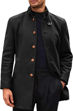 Load image into Gallery viewer, Men&#39;s Stand Collar Winter Black Long Sleeve Coat