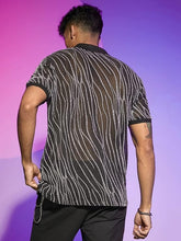 Load image into Gallery viewer, Men&#39;s Black/Silver Marble Sequin Short Sleeve Shirt